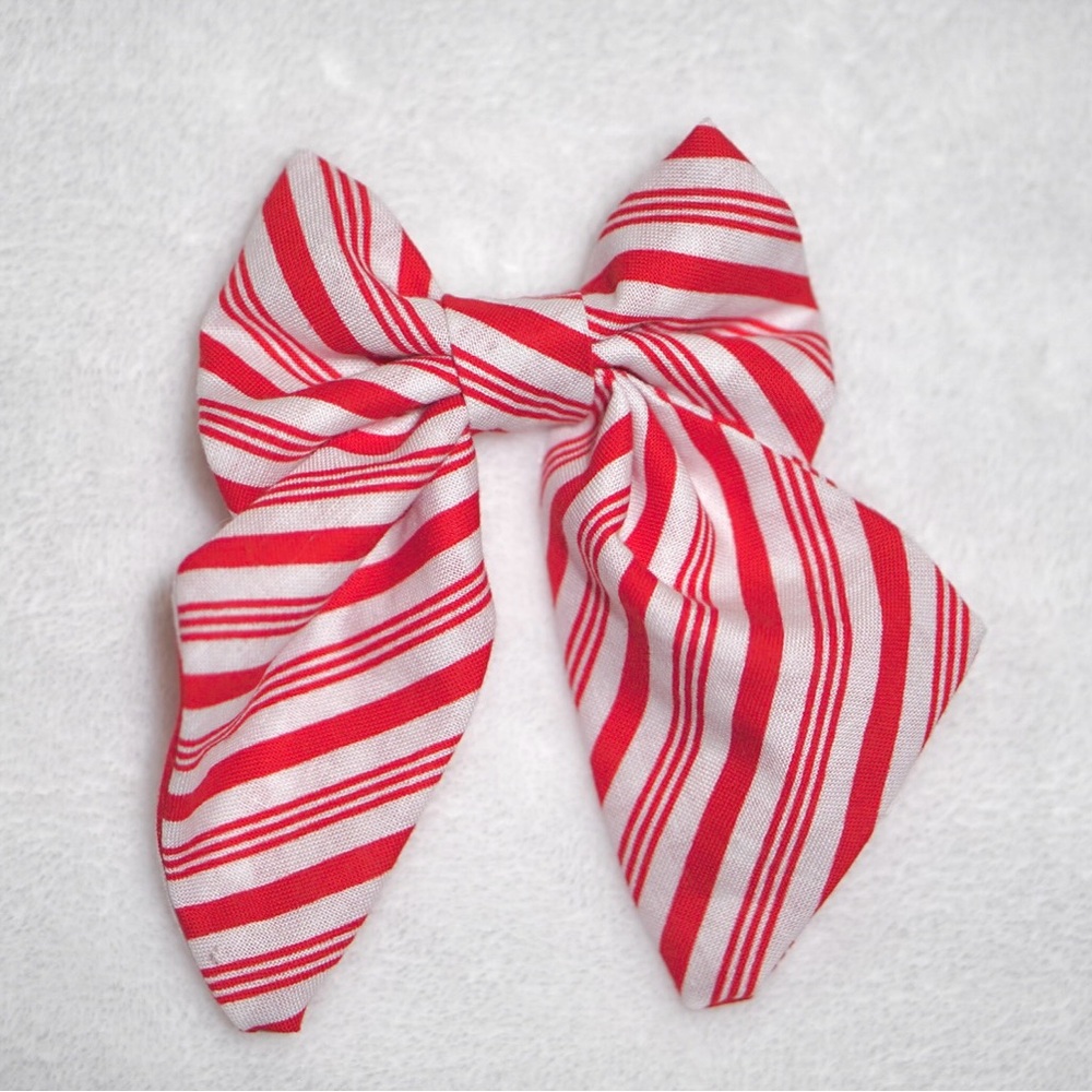 Red and White Striped Kids Bow